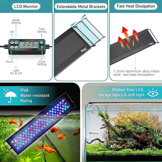 Hygger 999 Auto On Off LED Full Spectrum Fish Tank Light