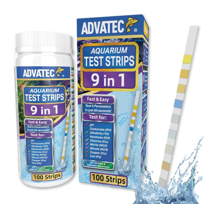 Advatec 9 in 1 Aquarium Test Strips For Fresh & Saltwater Aquariums